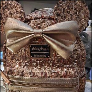Loungefly Disney Parks Rose Gold Minnie Ears Backpack Bag